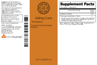 Kidney Care 8oz label