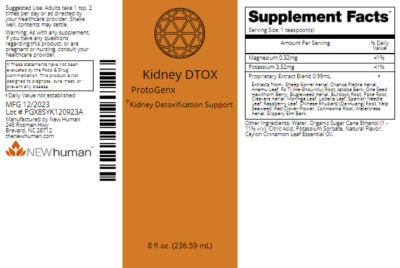 Kidney DTOX 8oz label