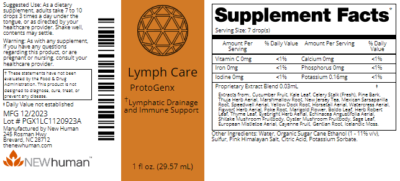 Lymph Care 1oz label