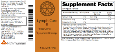 Lymph Care II 1oz label