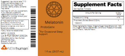 Melatonin 1oz label