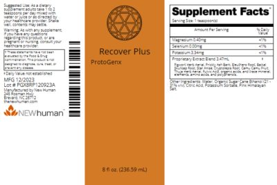 Recover Plus 8oz label