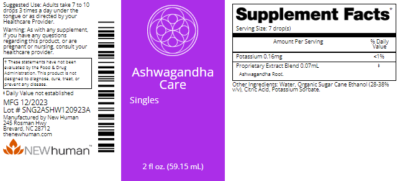 Ashwagandha Care 2oz label