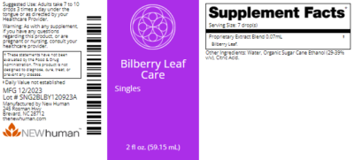 Bilberry Leaf Care 2oz label