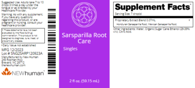 Sarsparilla Root Care 2oz label